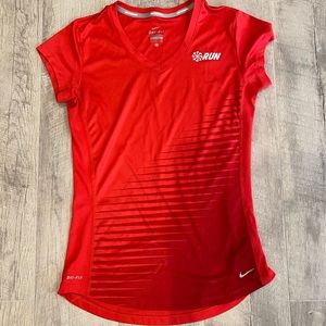 Nike Dri-Fit Running Shirt, Red, Small.